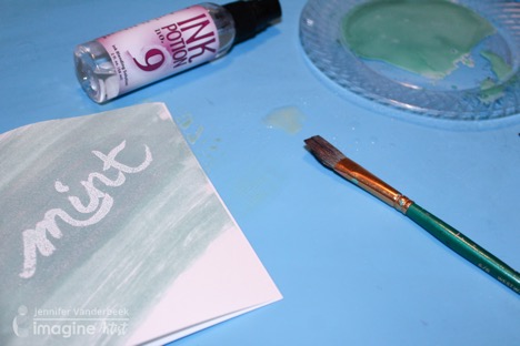 Minty Fresh Treat Topper by Imagine artist Jennifer Vanderbeek using Tsukineko All-Purpose ink, Versamark and Imagine Embossing Powder. 