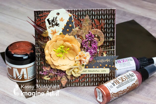 See How to Create a Metallic and Distress Autumnal Greeting Card