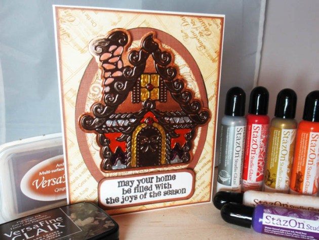 See How to Create a Gingerbread House with Rinea Paper and StazOn Studio Glaze