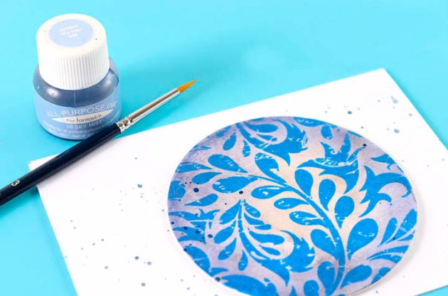 Use a small paintbrush and All-Purpose Ink in Sky Mist