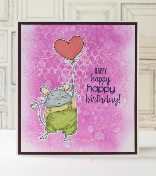 See How to Use Acrylic Paint and Embroidery on a Birthday Card with Memento Inkpad and Craft Paints