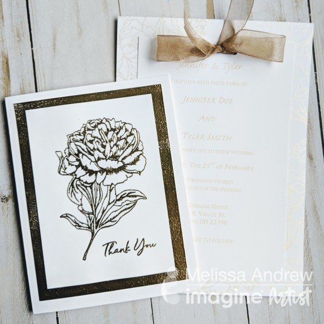 Learn to Make DIY Wedding Thank You Notes with Flower stamp and Gold Embossing