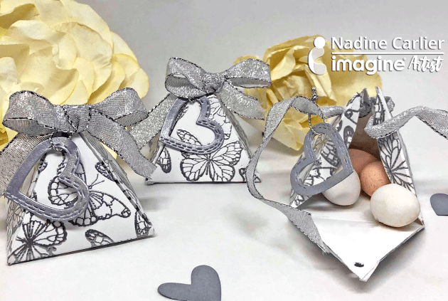 DIY Wedding Favor Gift Boxes with silver embossing