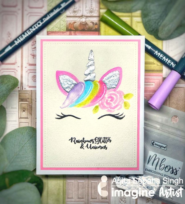 See How to Make a Unicorn Holographic Card with Watercoloring + Embossing Powder