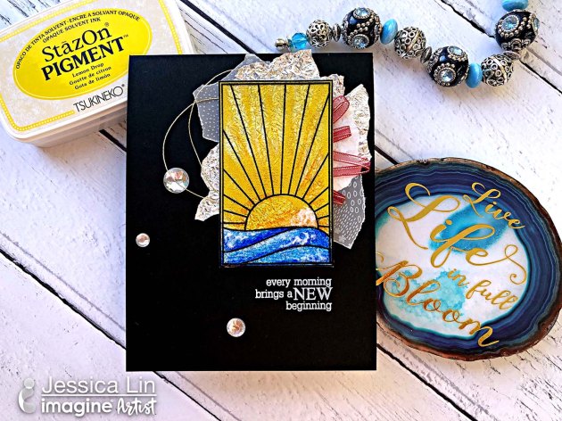 Stamping on Acetate with StazOn Pigment to Create Sunshine Stained Glass