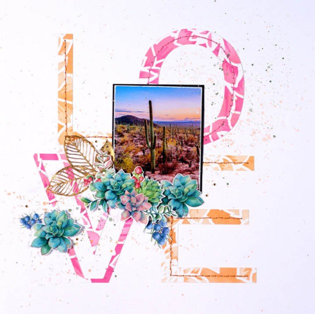 How to Use Rinea Foil and Memento Inks on a Scrapbook Layout