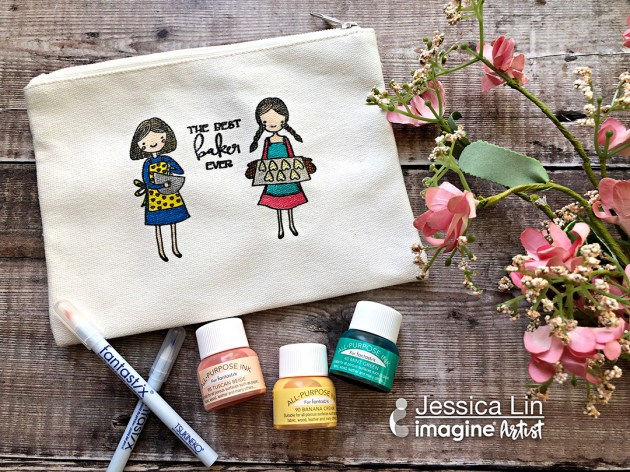 Color and Stamp on Fabric with Waffle Flower Stamps and All-Purpose Ink