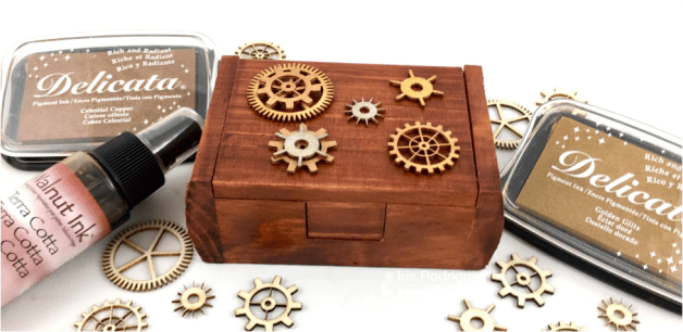 Color a Wooden Box with Walnut Ink And Delicata Metallic Inks
